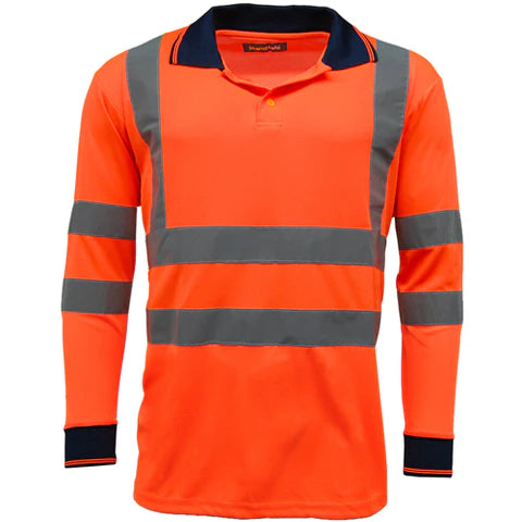 Hi Vis Long Sleeve Polo Shirt