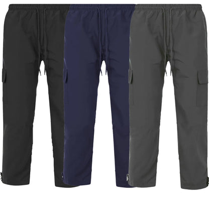 Mens Cargo Combat Trousers Fleece Lined Thermal Elasticated Winter Work Bottoms